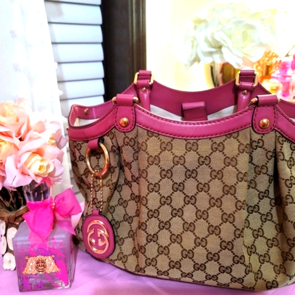 Gucci Monogram Canvas Leather Sukey Tote